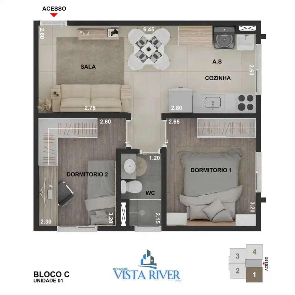 Residencial Vista River Unid01 1ºPav BlocoC