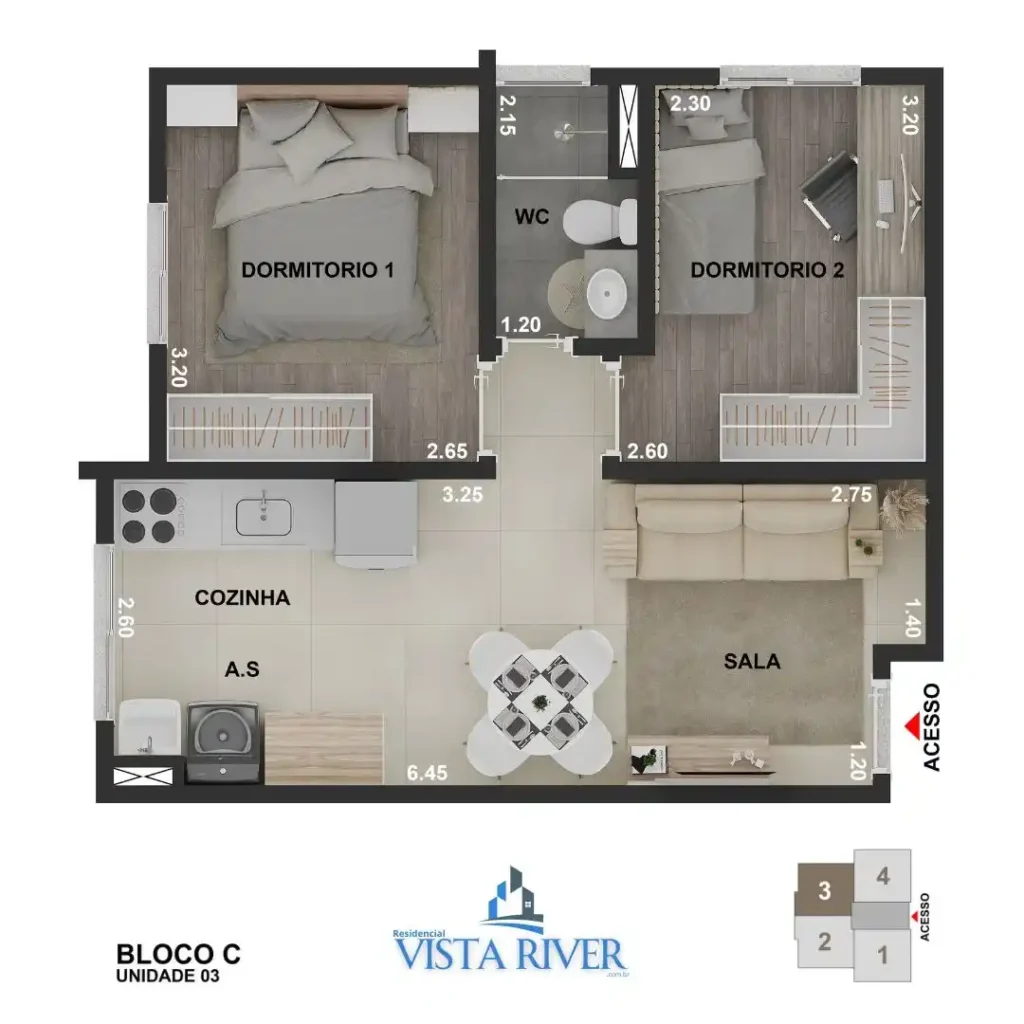 Residencial Vista River Unid03 1ºPav BlocoC